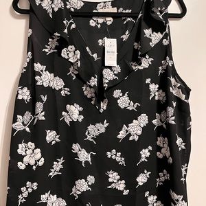 LOFT blouse- sleeveless. Beautiful. Never worn. NWT. Black and white.XL